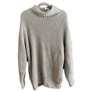 Alfani Women’s Holiday Cowl Neck Acrylic Grey Metallic Knit Sweater XL